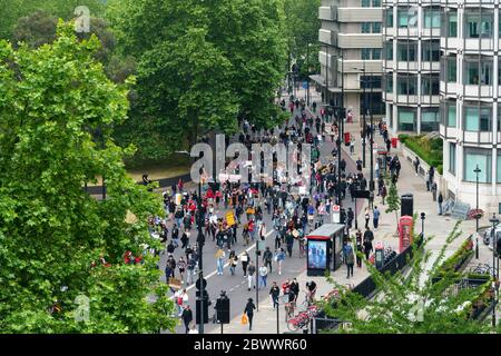 London black lives matter protesters in Park Lane Stock Photo