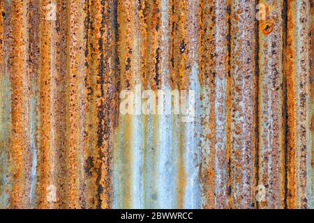 Old Rusty Zinc Fence Texture Background. Stock Photo