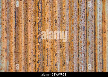 Old Rusty Zinc Fence Texture Background. Stock Photo
