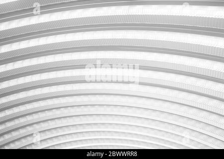 White Aluminium Curved Roof Texture Background. Stock Photo