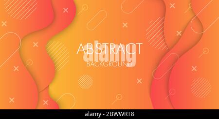 Abstract orange and yellow fluid shape background with geometric element. Stock Vector