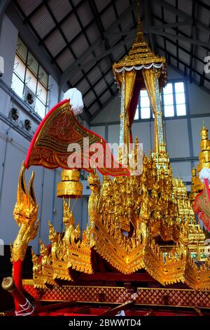 BANGKOK, THAILAND - OCTOBER 10, 2018: Ancient Royal Funeral Chariot that using for transport the bodies of royalty in funeral processions. Stock Photo