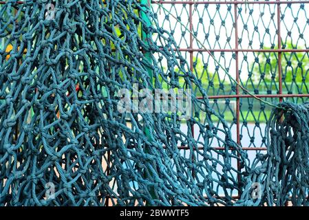 Knot Rope Safety Net at Futsal Field. Stock Photo