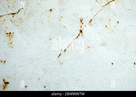 White Peeling Paint and Rusty on Metal Background. Stock Photo