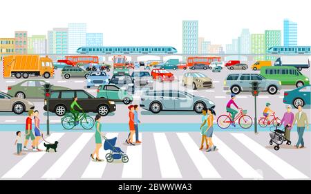 Rush hour traffic in the big city Stock Vector