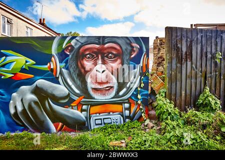 Space Ape Wall Mural in Bristol, England UK Stock Photo - Alamy