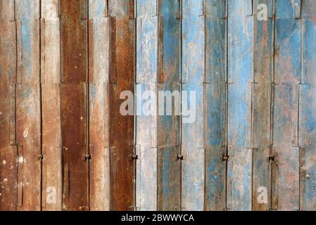 Close up Old Folding Metal Door Background. Stock Photo
