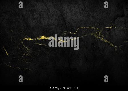 Gold Trim on Black Marble Wall Texture Background. Stock Photo