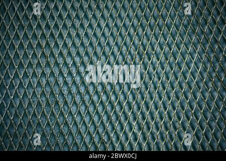 Rusty Steel Grating Fence Background in Dark Tone. Stock Photo