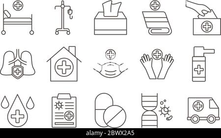 bundle of covid19 set icons Stock Vector