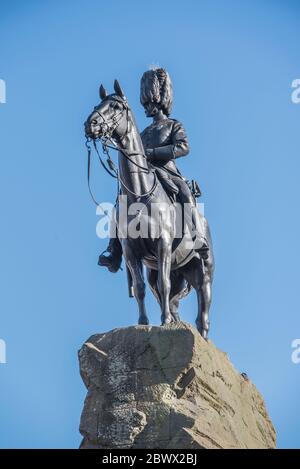 Royal Scots Greys memorial statue on horseback  in West Princes Street Gardens, Edinburgh, Scotland Stock Photo