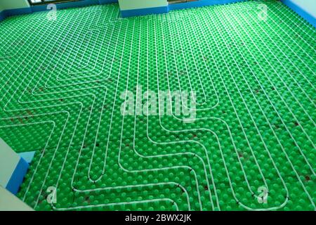 The floor heating hydro system - home installation Stock Photo