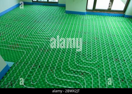 The floor heating hydro system - home installation Stock Photo