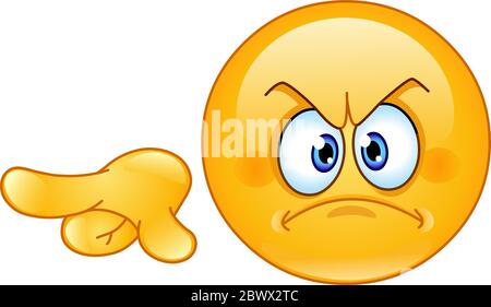 Angry emoticon pointing out or away Stock Vector