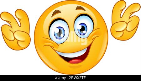 Emoticon making air quoting gesture Stock Vector