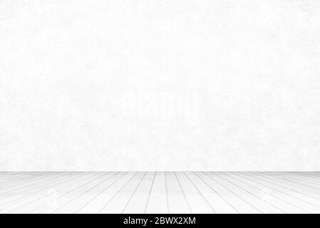 White Stucco Room with Wooden Pavement Background Stock Photo - Alamy