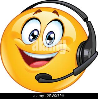 Costumer support emoticon with headset Stock Vector