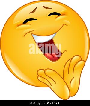 The isolated vector clapping yellow gesture hands icon for applause or ...