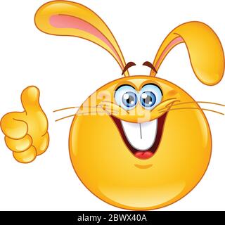 Bunny emoticon with thumb up Stock Vector