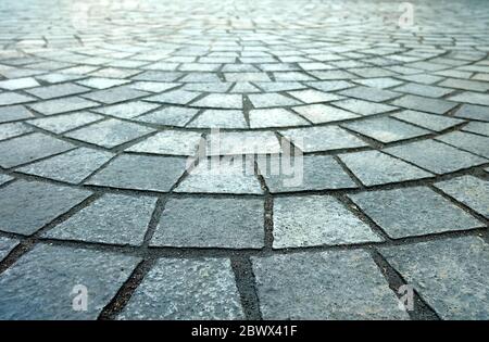 Close up Concrete Tiles Pavement Background. (Selective Focus) Stock Photo