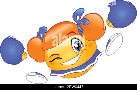 Cheerleader emoticon Stock Vector