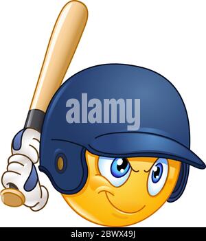 Baseball batter or hitter player emoticon Stock Vector