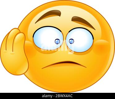 Dismay shocked worried emoticon with hand on cheek Stock Vector