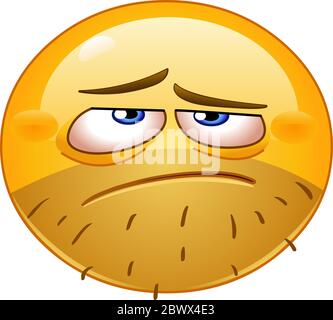 Depressed, hangover or tired emoji emoticon Stock Vector