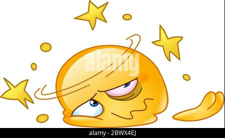 Dizzy and squashed emoticon Stock Vector