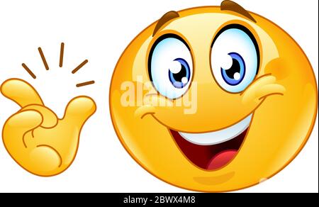 Happy emoji emoticon after snapping his fingers want to say: easy, got it or have an idea Stock Vector