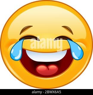Laughing emoticon with tears of joy Stock Vector