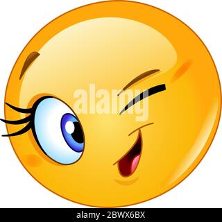 Female emoticon winking Stock Vector