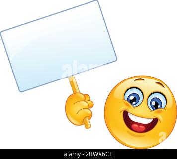 Emoticon holding a sign Stock Vector