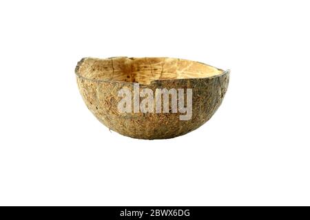 Coconut Shell Isolated on White Background. Stock Photo