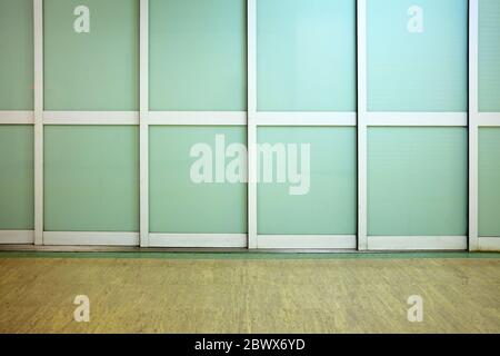 Glass Sliding Wall with Marble Pavement Interior Background. Stock Photo