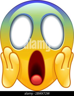 Screaming emoticon emoji with two hands holding the face Stock Vector