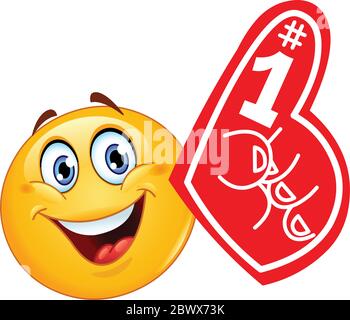 Emoticon with foam finger Stock Vector