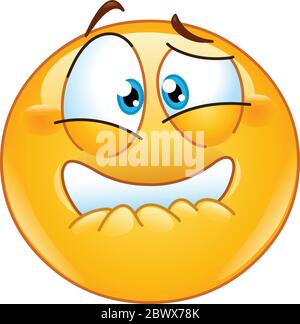 Frightened emoji emoticon bighting his lip, stressed, sick or nausea Stock Vector