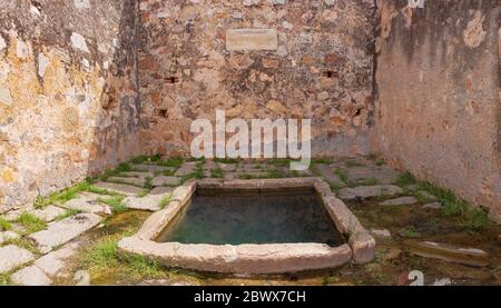 Traditional fountain of Los Moros spring, Hornachos, Spain. Infrastructure built during 16th Century Stock Photo