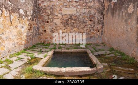Traditional fountain of Los Moros spring, Hornachos, Spain. Infrastructure built during 16th Century Stock Photo