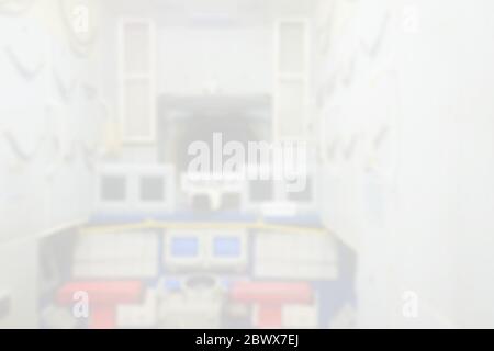 Blurred of Control Room of Spaceship Background. Stock Photo