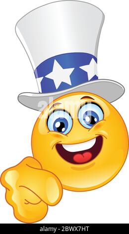 Uncle Sam emoticon I want you Stock Vector