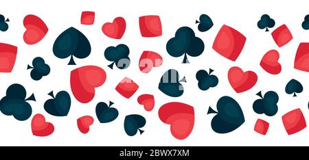 Seamless pattern with four playing cards symbols. Stock Vector