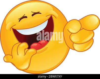 Laughing and pointing emoticon Stock Vector
