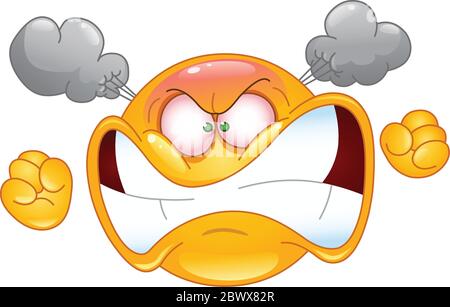 rage funny smiley emoticon face expression vector illustration gradient ...