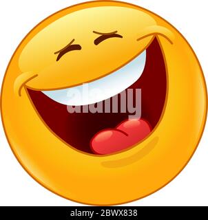 Emoticon laughing out loud with closed eyes Stock Vector