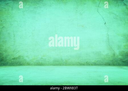 Abstract Green Concrete Room Background. Stock Photo