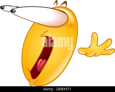 surprised, shocked, scared or astonished emoticon with wild take eyes popping out and jaw dropping Stock Vector