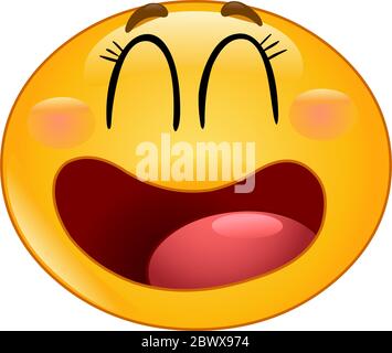 Manga emoticon laughing with closed eyes Stock Vector