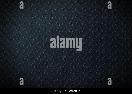 Black Metal Diamond Plate Texture Background. Stock Photo